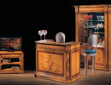 Showcase decorated with marquetry X Carlo, Ezio Bellotti