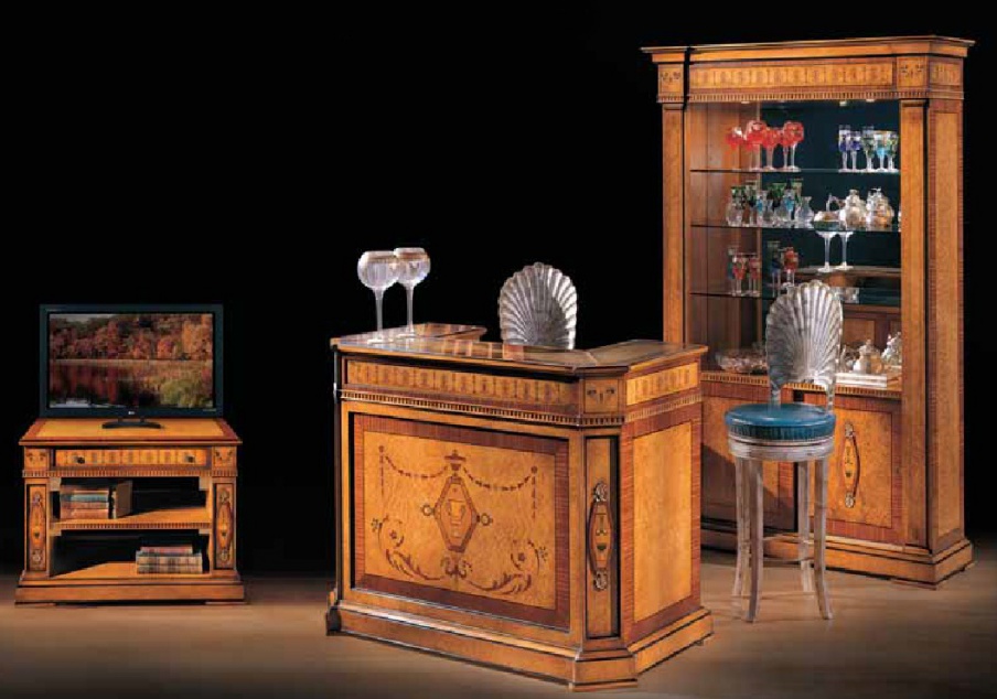 Showcase decorated with marquetry X Carlo, Ezio Bellotti