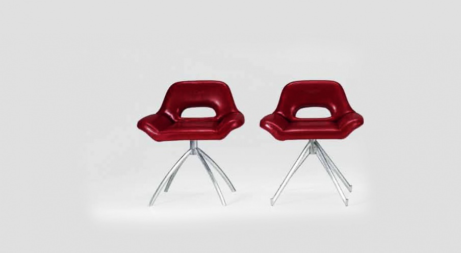 Chair - lounge with a low back made of aluminium and leather V066/H/A, V066/H/B, Formitalia 