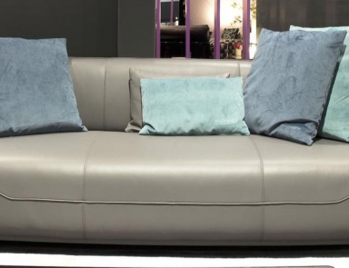 The sofa in upholstered in a smooth gray leather V133, Formitalia