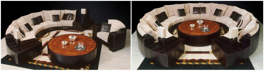 Sofa set in tobacco leather and beige shades Sitting A Round, Formitalia