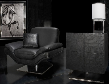 Chair swivel upholstered leather Kabir, Formitalia