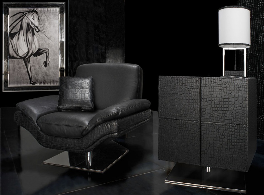 Chair swivel upholstered leather Kabir, Formitalia