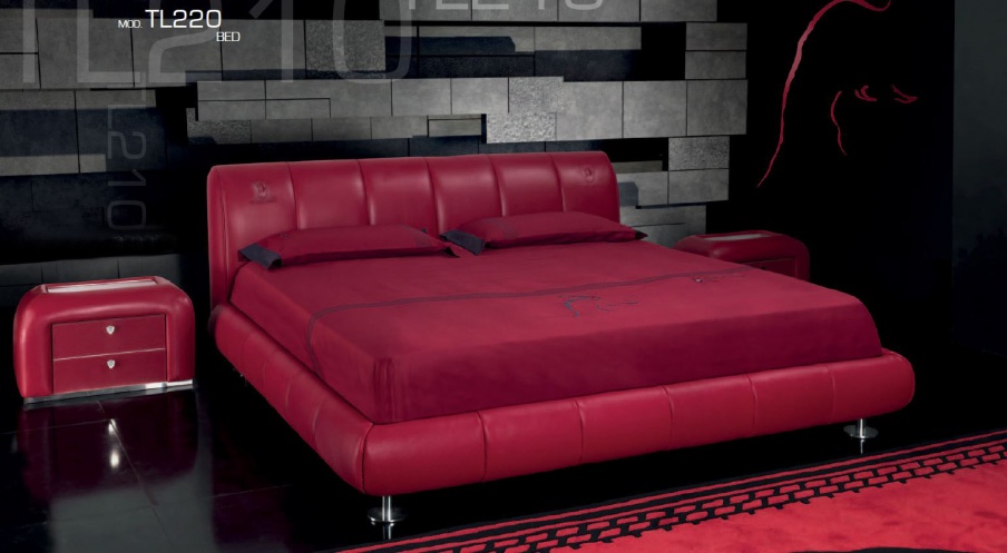 The bed in the upholstery leather TL220, Formitalia