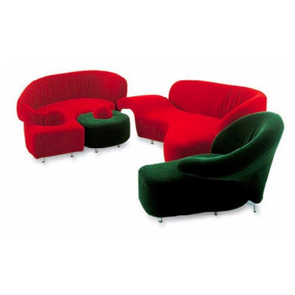 Poof on osnovanii of MDF velvet Angels, Edra