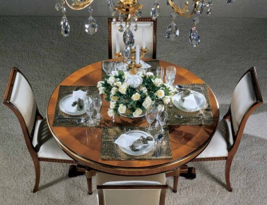 Dining table with round top in figured base T63/S, Zanaboni