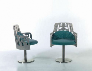 The rotating chair with decorative carving Arnaldo, Zanaboni