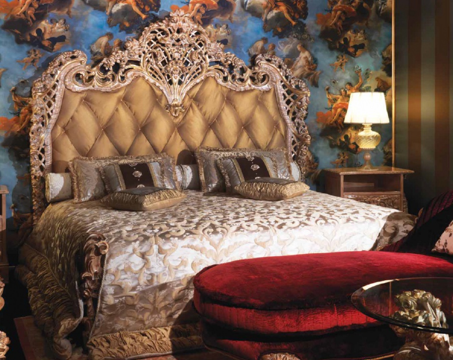 Double bed wooden frame, Ezio Bellotti