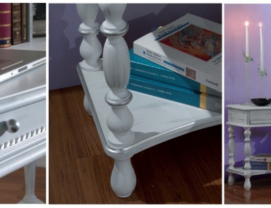 Bedside table in silver finish from Erlend, Pellegatta (furniture Provence)