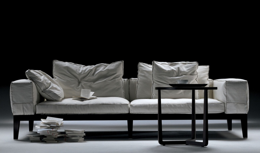Sofa on a frame of solid wood upholstered in leather or fabric Lifewood, Flexform