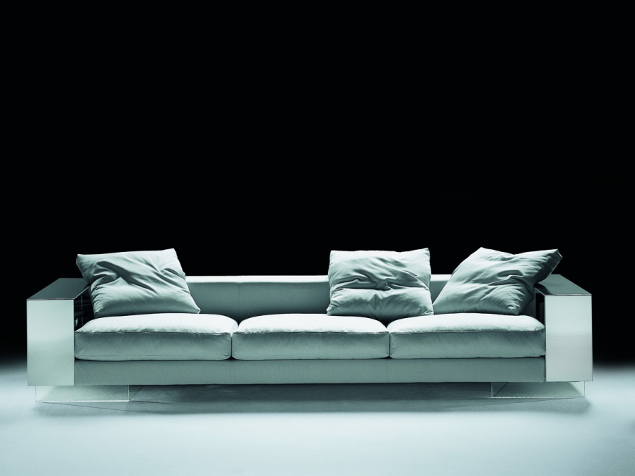 Modular corner sofa upholstered in leather or fabric Lightpiece, Flexform
