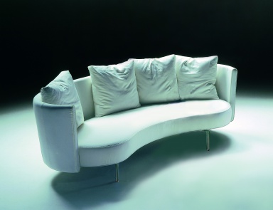 Two seater sofa on a metal frame upholstered in leather or fabric Phil, Flexform
