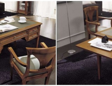 Writing table made of solid wood and leather Athene, Serenissima