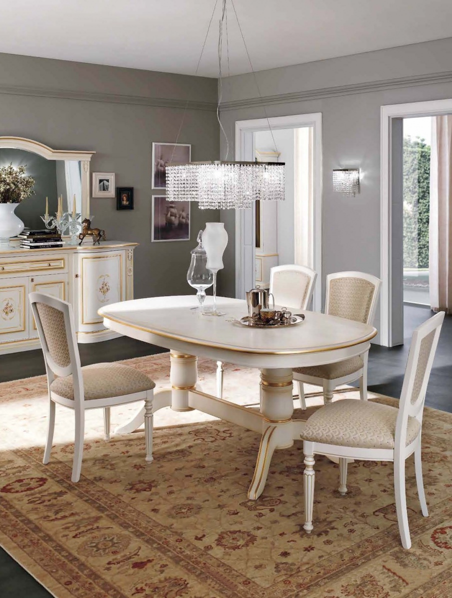 Sliding dining table in the classic style of Vivaldi, Maronese Luxury