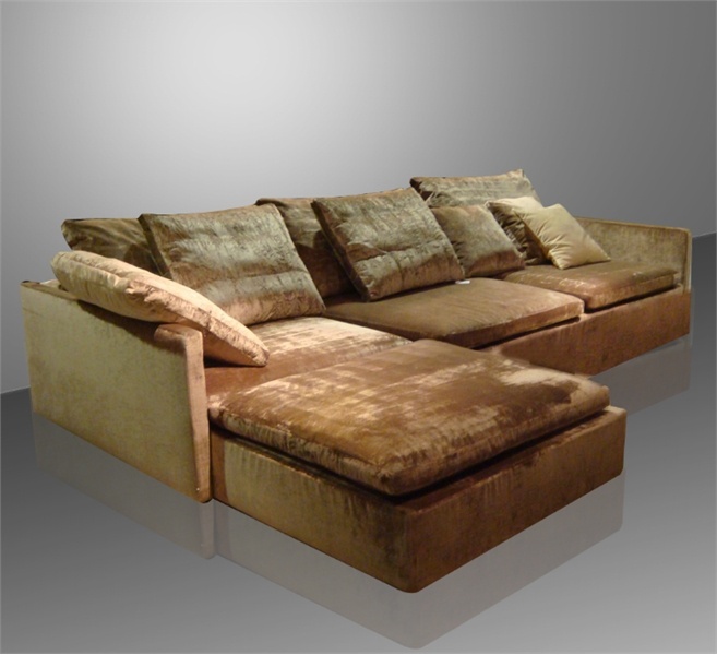 Corner modular sofa with metal frame upholstered in leather or fabric Resort, Flexform