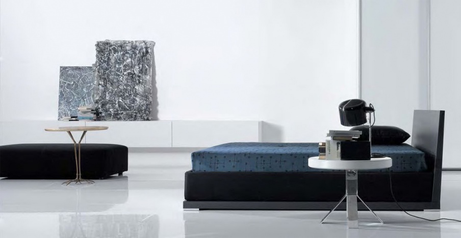 Double bed in upholstered fabric base, Nikka - features tisettanta furnishings