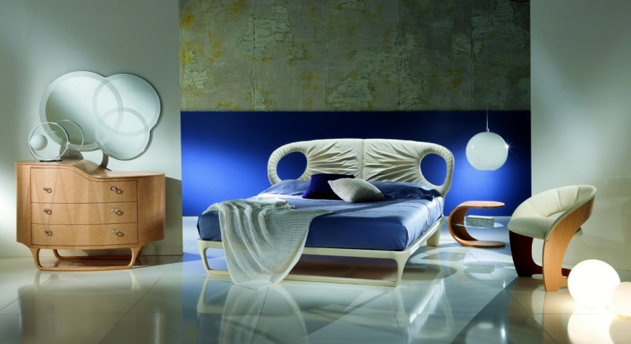 Double bed LE14 "IRIDE" with high headboard, Carpanelli