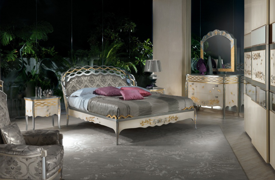 Double bed LE18 "BLANCA" with a high headboard, Carpanelli