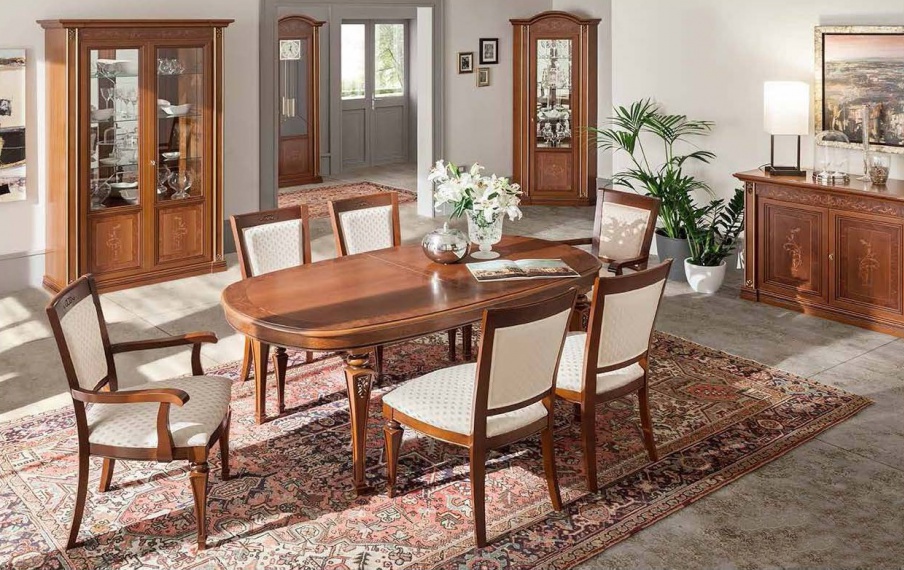 Sliding dining table with clawfoot Verona, Maronese Luxury furniture MR