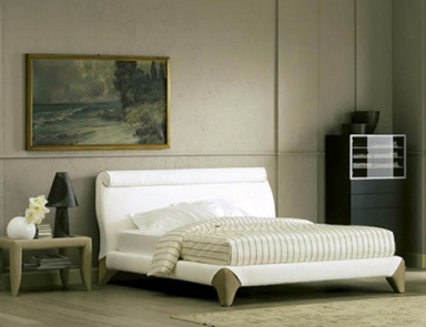 Double bed upholstered in leather or fabric Chocolat, Flou