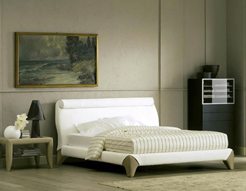 Double bed upholstered in leather or fabric Chocolat, Flou