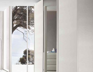 Wardrobe-slider with mirror finishing of melamine and veneer Anta liscia, Serenissima