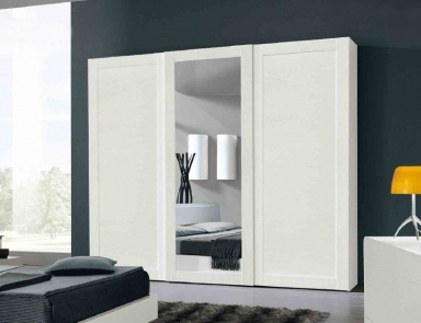 Wardrobe-slider with mirror finish of oak veneer Legno con cornice, Serenissima