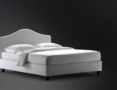Bed and aluminum frame upholstered in leather or fabric Peonia, Flou