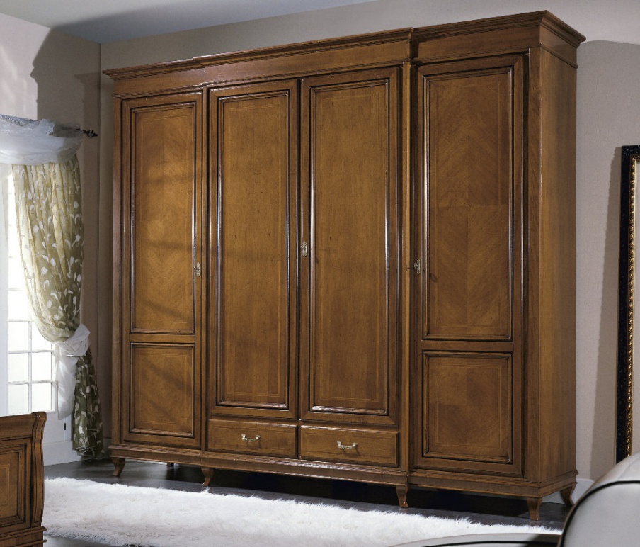Wardrobe 4 door solid walnut Armonie, Arve Style
