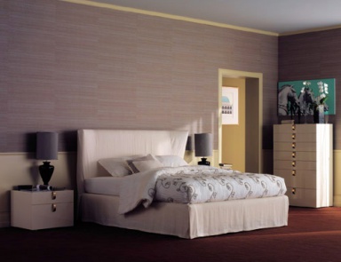 Bed with high headboard Stewart, Flou (bed with drawer)