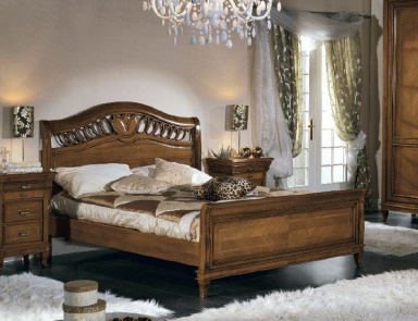 Double bed with carved headboard Armonie, Arve Style