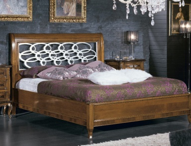 Double bed with carved headboard Armonie, Arve Style