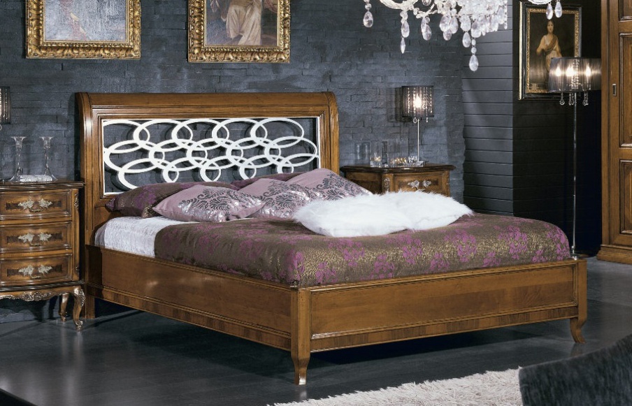 Double bed with carved headboard Armonie, Arve Style