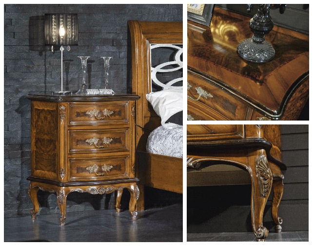 Cupboard from wood with beautiful carvings in silver Armonie, Arve Style