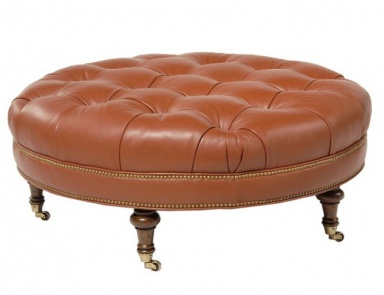 The Paula Ottoman is Tufted on wheels, Pearson