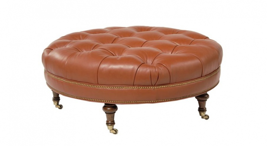 The Paula Ottoman is Tufted on wheels, Pearson