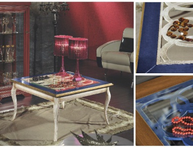 Coffee table with square glass top with figured legs Armonie, Arve Style