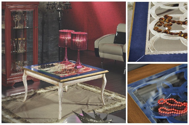 Coffee table with square glass top with figured legs Armonie, Arve Style