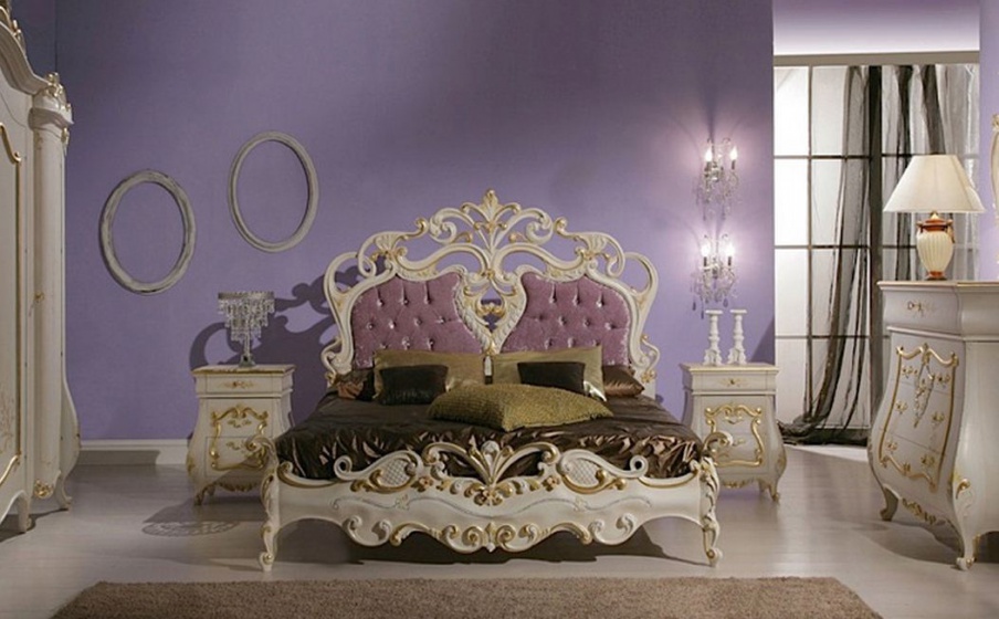 Bedroom set with carving in gilt Isabel, Arve Style