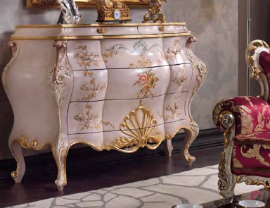 A chest of drawers with carvings and paintings of Marie Claire, Arve Style