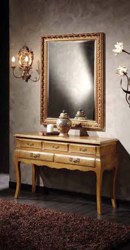 Console with mirror with smooth lines and carved Doroty, Arve Style