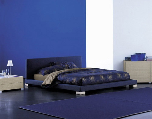 The podium bed with upholstered leather or fabric Vulcano, Flou