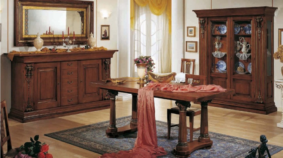 Set for the dining room with hand carved Macchiavelli, Arve Style