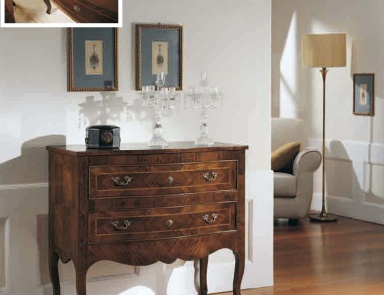 A chest of drawers on high legs bent Verdi, Arve Style