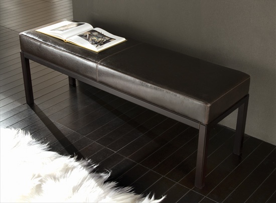 Bench with leather upholstery, PANCA GENEVE - GC Colombo