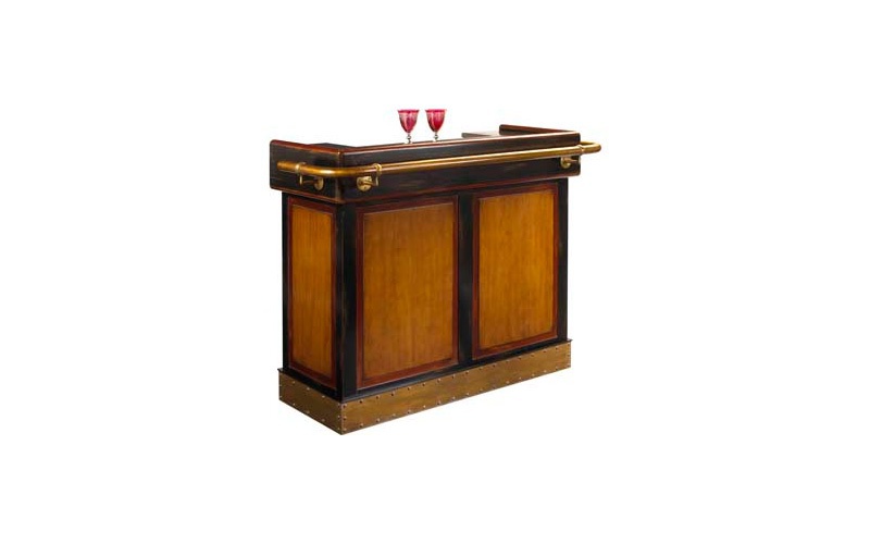 Stand Up bar de Bistro wood platform brass, French Heritage Luxury