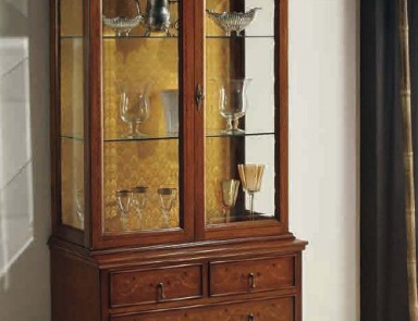 Showcase in the finishing of veneer and textiles with hinged doors Serena, Arve Style