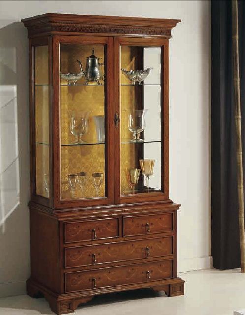 Showcase in the finishing of veneer and textiles with hinged doors Serena, Arve Style