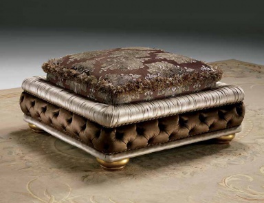 Pouf with frame in natural wood Charme, SAT Export 