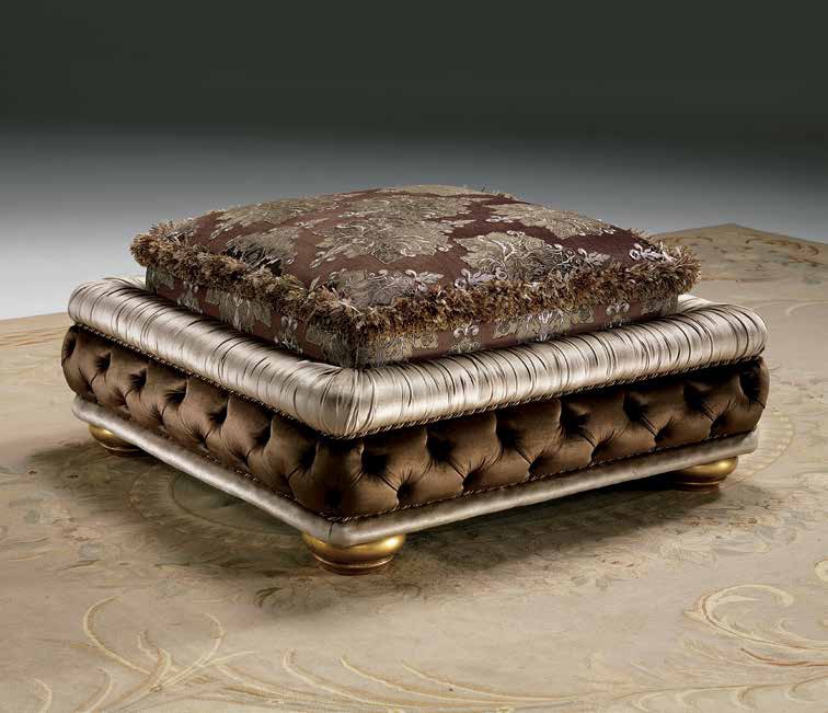 Pouf with frame in natural wood Charme, SAT Export 